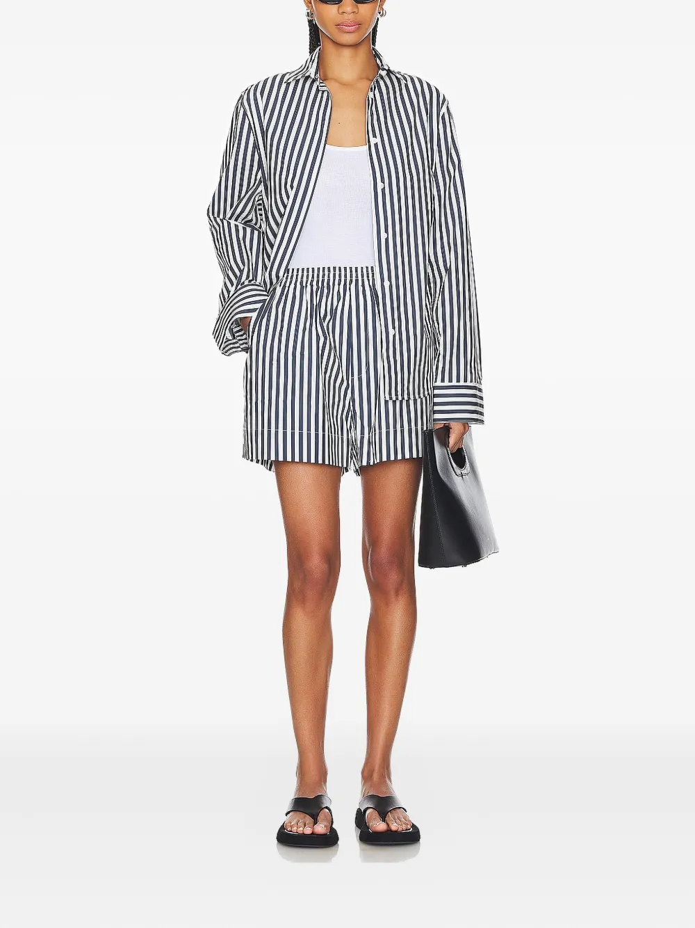 AEXAE stripe wide-sleeve shirt | Blue | Image 1