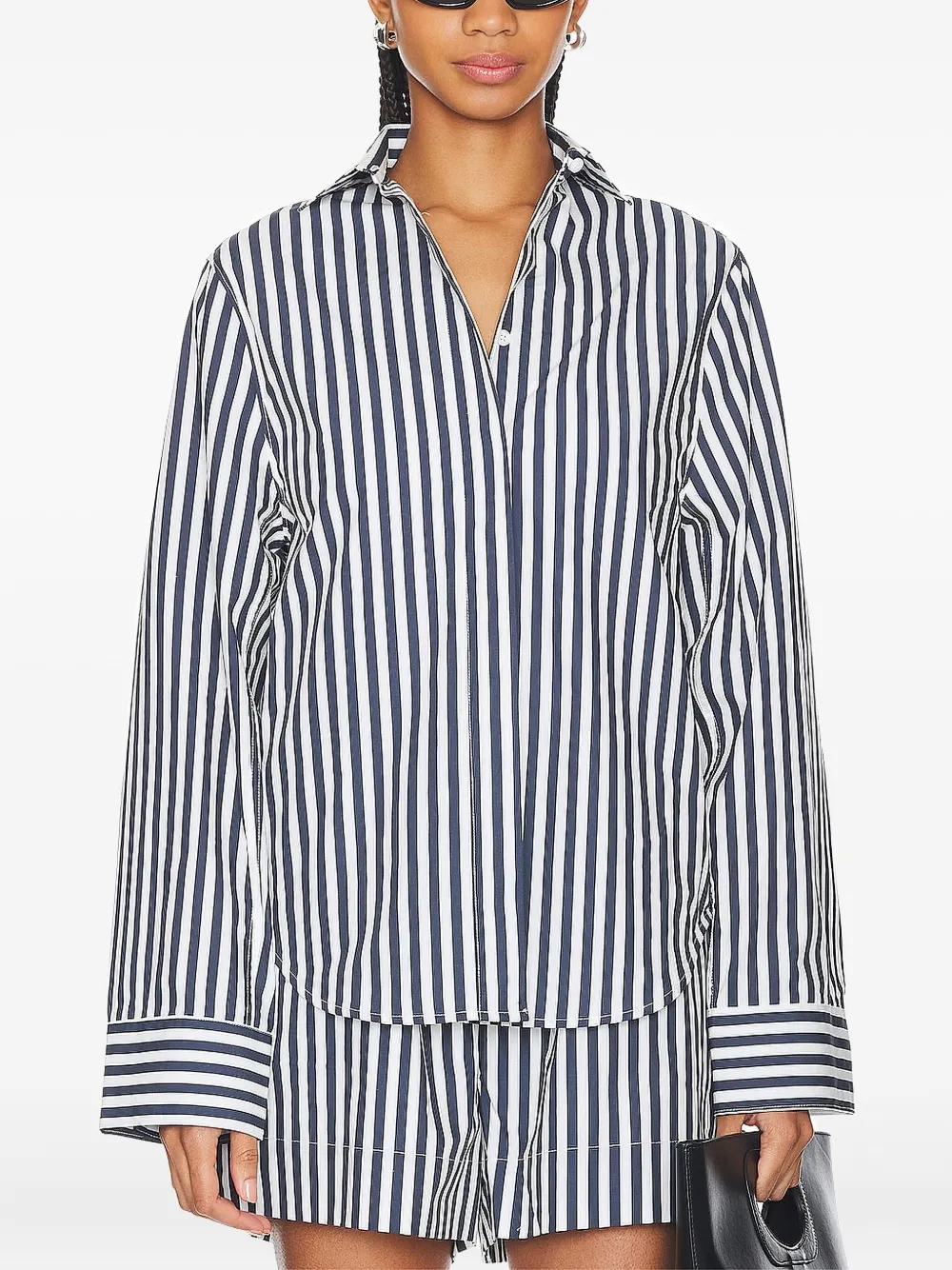 AEXAE Gestreepte blouse met wijde mouwen - Blauw