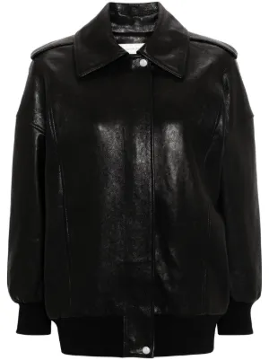 レザージャケット・コート ALEXANDER MCQUEEN LEATHER OVERSIZE AVIATOR JACKET Alexander Mcqueen Black leather oversize jacket for Women