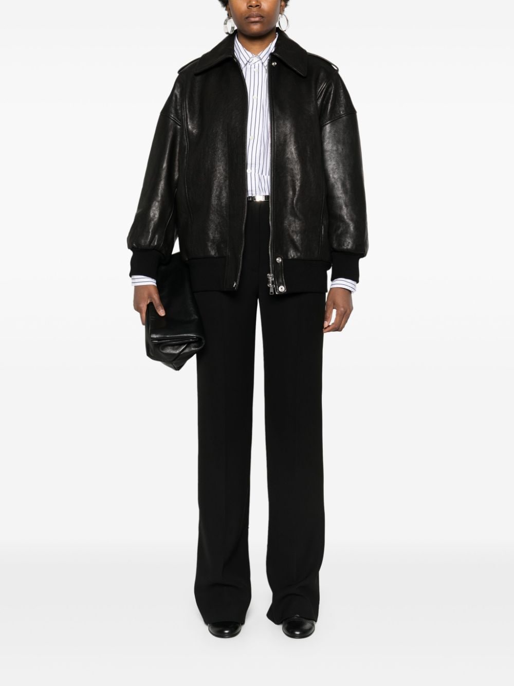 Alexander McQueen leather bomber jacket - Zwart