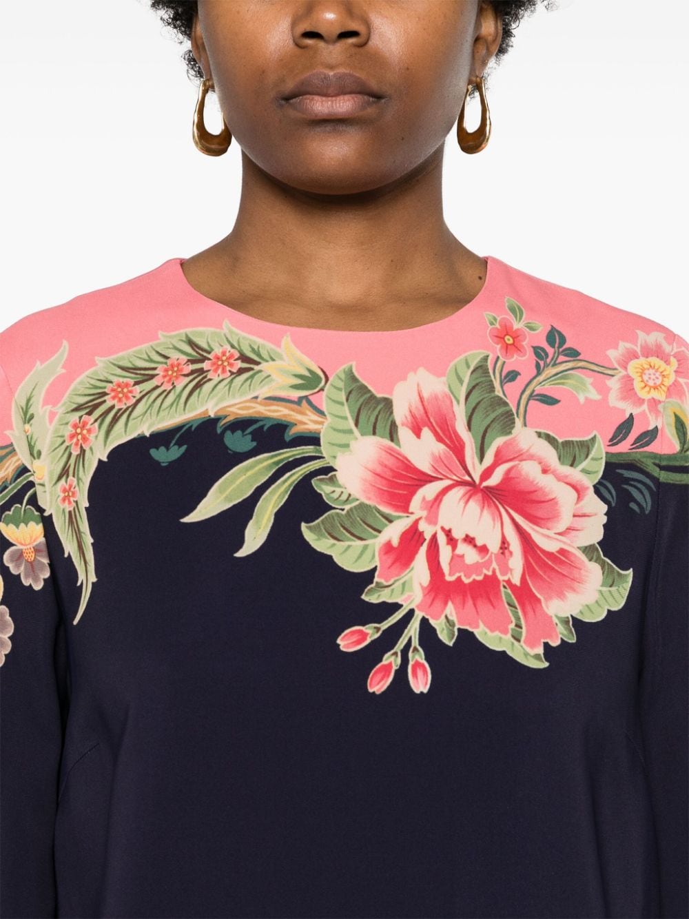 Shop Etro Floral-print Silk Midi Dress In Blue