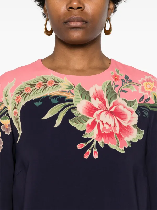ETRO floral-print Silk Midi Dress | Blue | FARFETCH