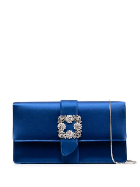 Manolo Blahnik كلاتش ساتان مزين 'كابري'