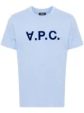A.P.C. flocked-logo cotton T-shirt - Blue