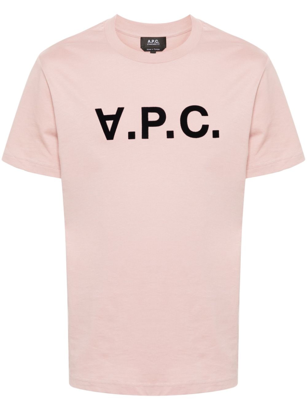Apc Flocked-logo Cotton T-shirt In Pink