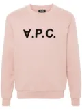 A.P.C. flocked-logo cotton sweatshirt - Pink