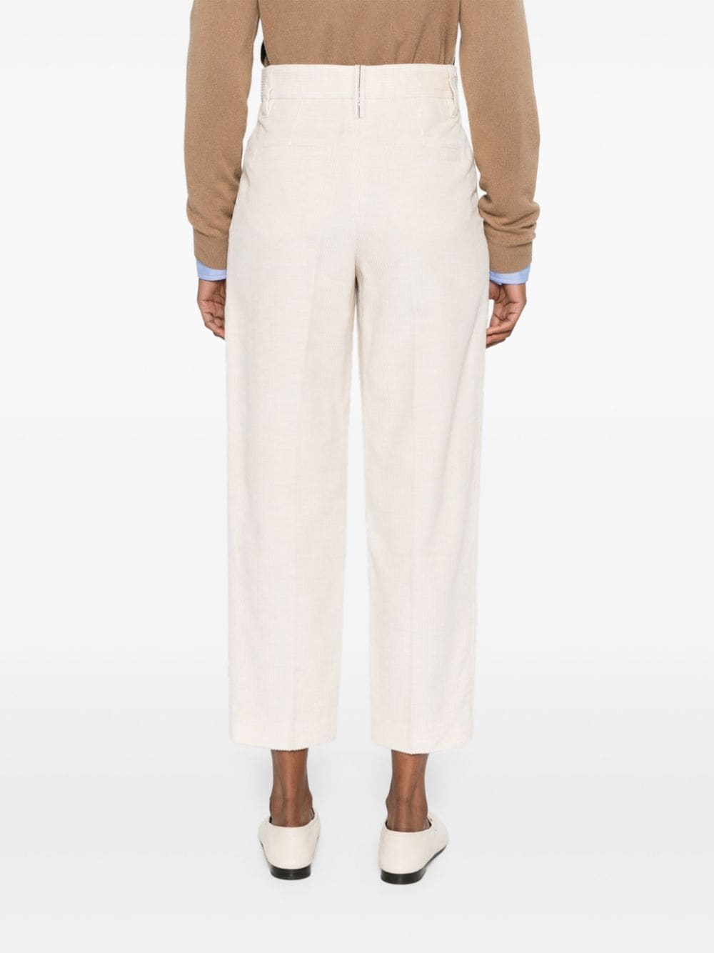 Shop Brunello Cucinelli Pressed-crease Corduroy Trousers In Neutrals