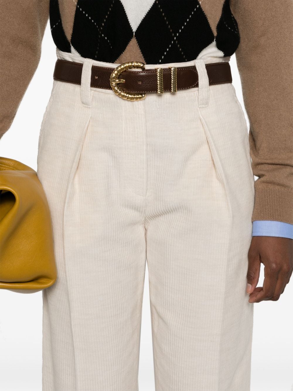 Shop Brunello Cucinelli Pressed-crease Corduroy Trousers In Neutrals