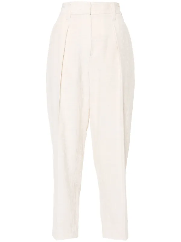 Brunello Cucinelli Pressed-crease Corduroy Trousers in Neutrals