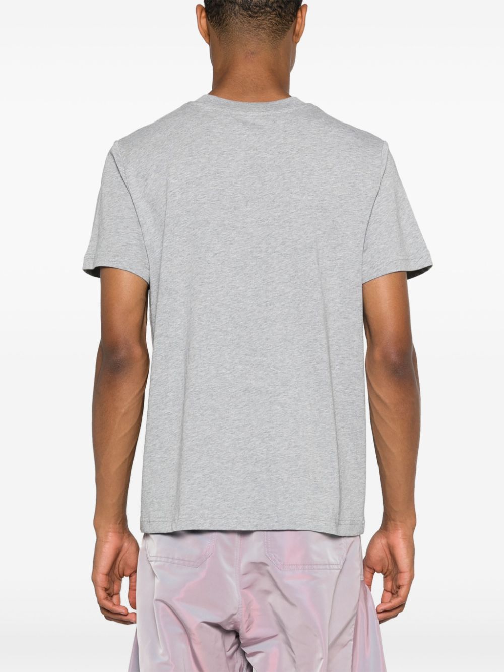 Shop Apc Flocked-logo Cotton T-shirt In 灰色