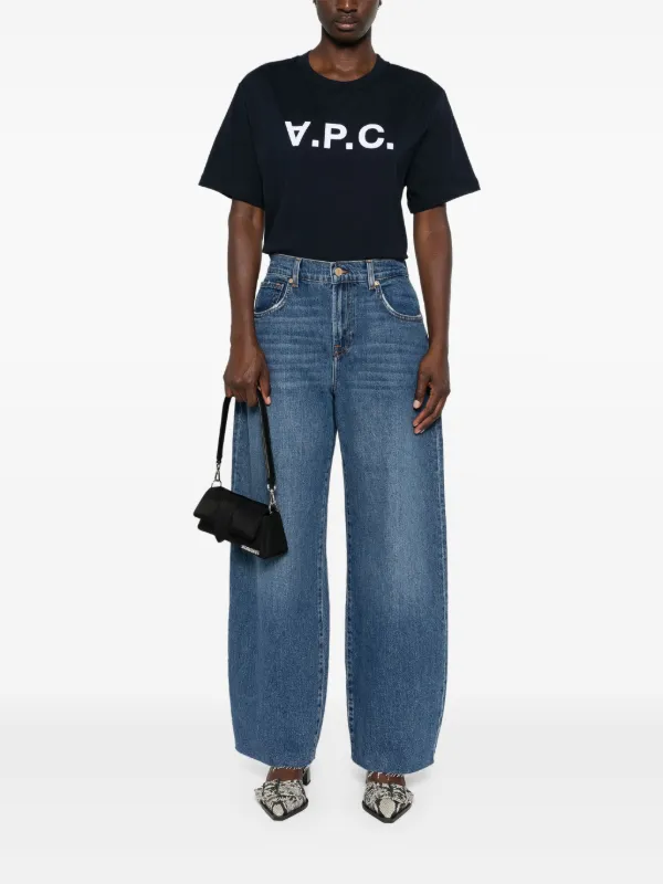 【関税込み】A.P.C. ブルー フロックロゴ Tシャツ A.P.C. フロックロゴ Tシャツ | ブルー | FARFETCH JP