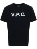 A.P.C. flocked-logo cotton T-shirt - Blue