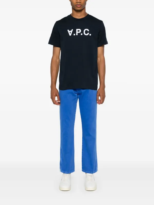 【関税込み】A.P.C. ブルー フロックロゴ Tシャツ A.P.C. フロックロゴ Tシャツ | ブルー | FARFETCH JP