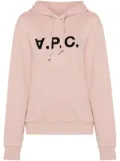 A.P.C. flocked-logo cotton hoodie - Pink