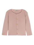 Bonton round-neck ribbed cardigan - Pink