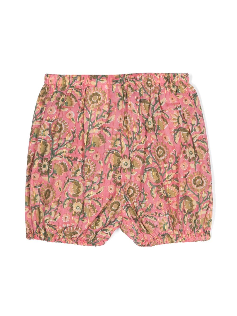 Bonton Babies' Floral-print Mid-rise Bloomers In Pink