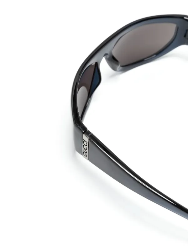 Gucci Eyewear Occhiali Da Sole a Mascherina Con Placca Logo Blu