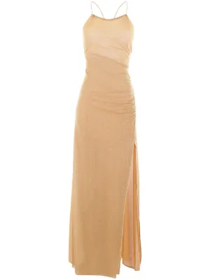 slim fit dress slacks Clemence Plisse Maxi Dress / Gold | Meshki