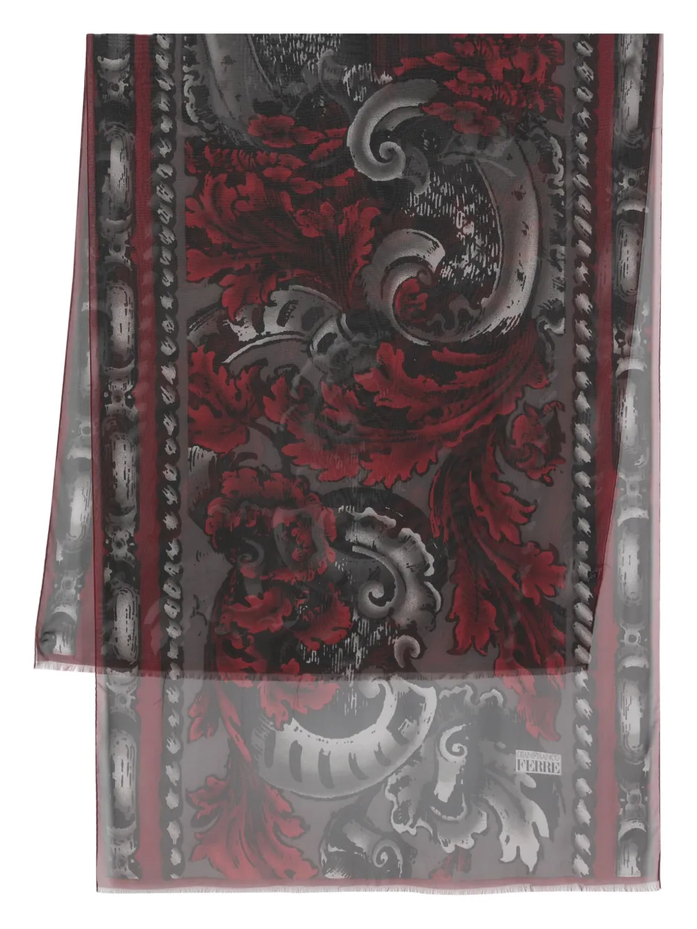 abstract-print silk scarf