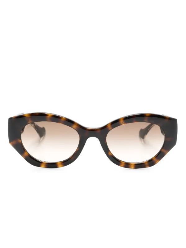 高感度ショップで2023年売れたブランド オーバルフレーム Eyewear Gucci サングラス ブラウン | 小物