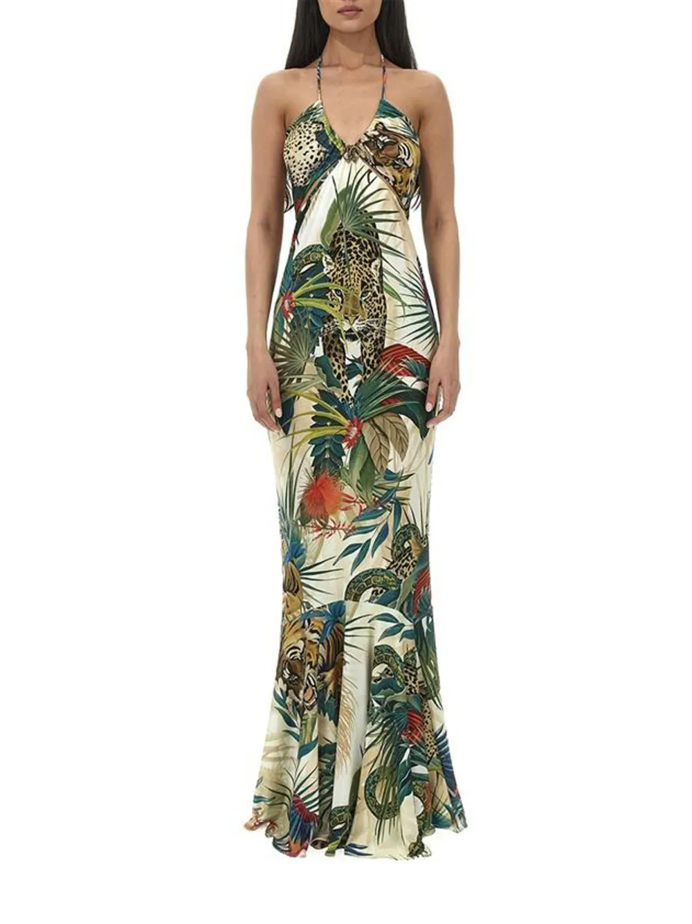 Roberto Cavalli Uitgesneden maxi-jurk Groen