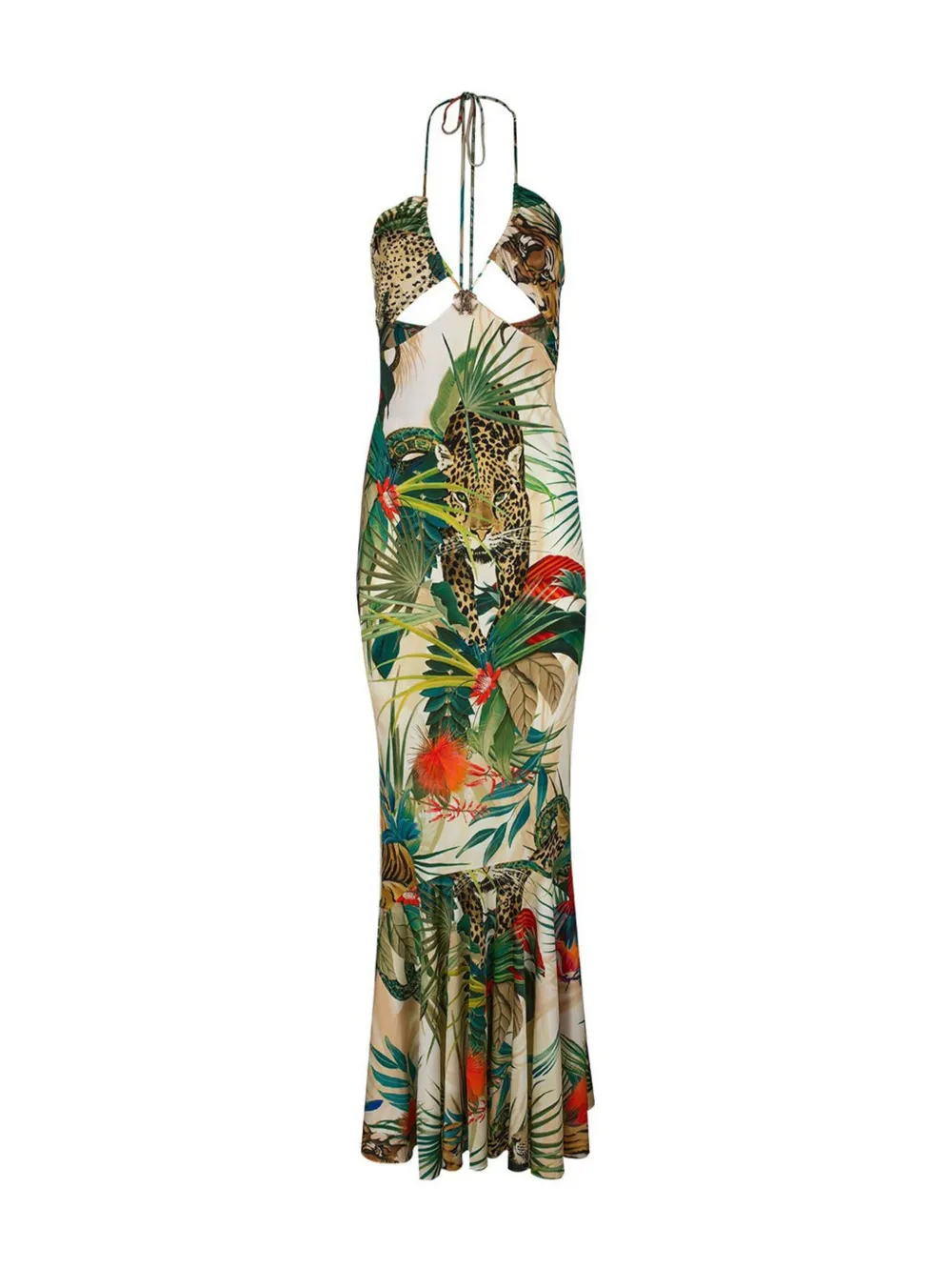 Roberto Cavalli Uitgesneden maxi-jurk Groen