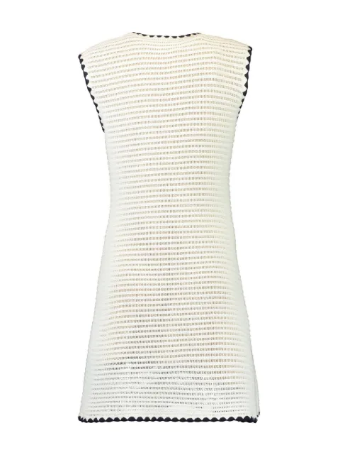 Self-Portrait contrast-trim crochet-knit minidress PF24131S - 3