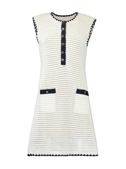 Self-Portrait contrast-trim crochet-knit minidress