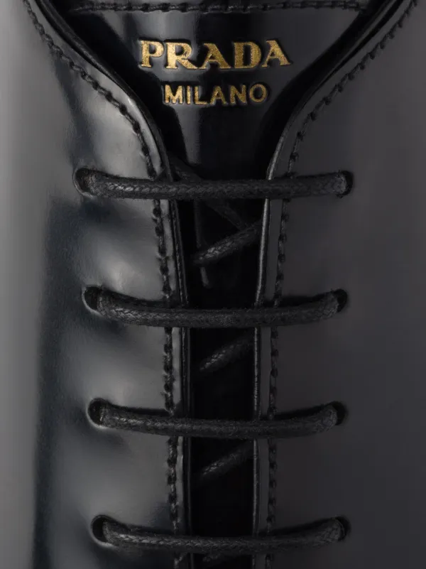 Prada brushed-leather lace-up Shoes | Black | FARFETCH
