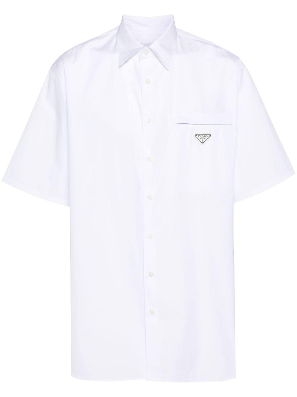 Prada Triangle Enamel Logo Shirt In White
