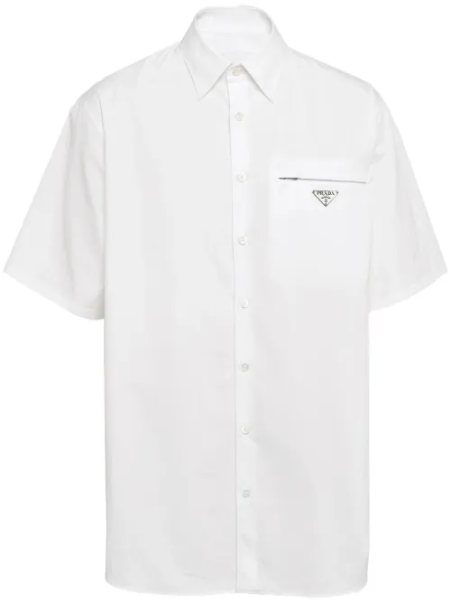 Chemise en coton à logo triangle - Prada - Modalova