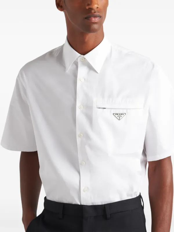 Prada short-sleeve triangle-logo Cotton Shirt | Yellow
