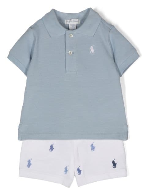 Ralph Lauren Kids Poly Pony-embroidered cotton shorts set