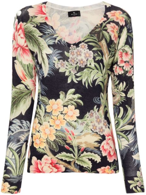 ETRO floral-print knitted jumper Women