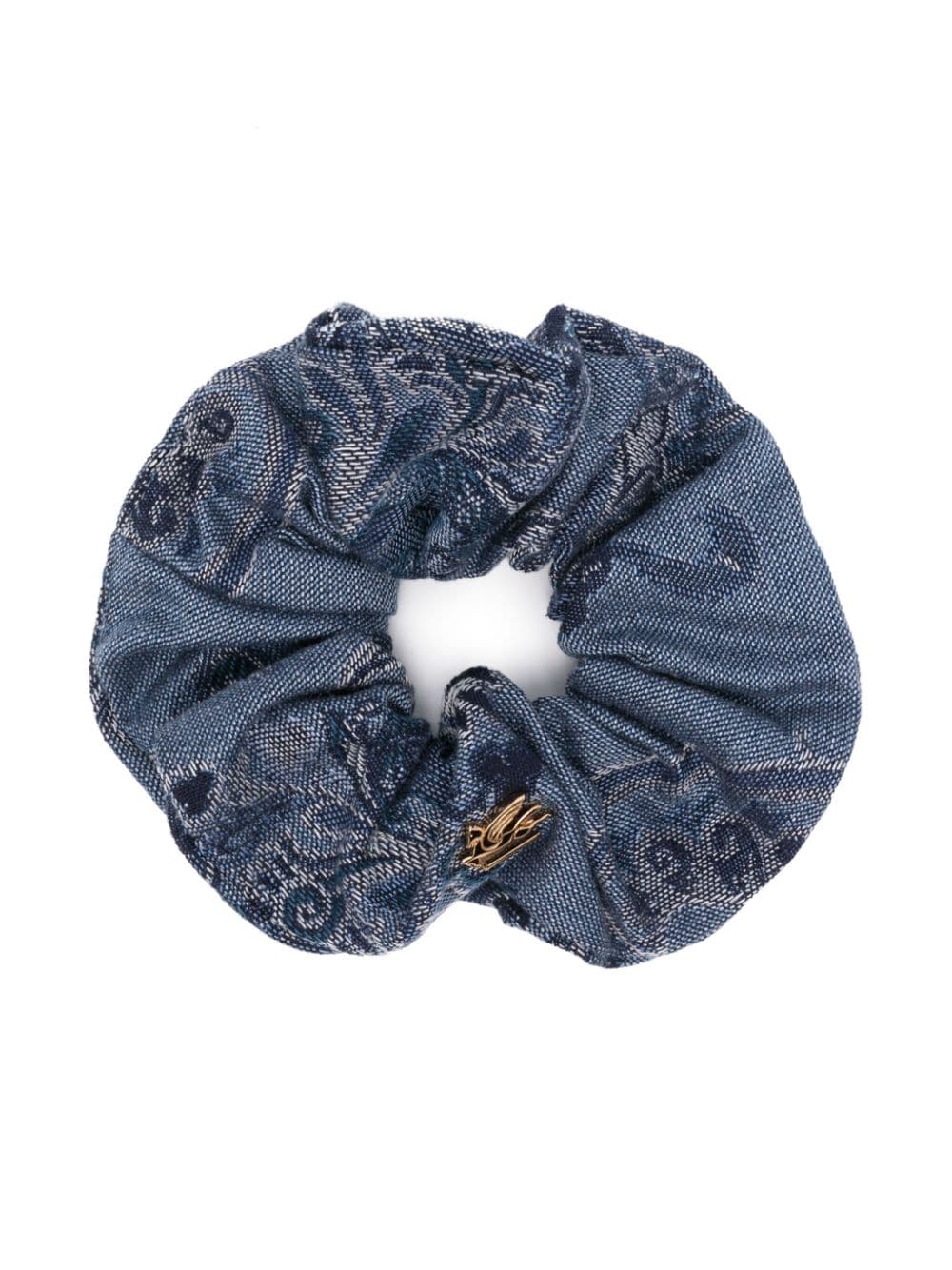 Etro Floral-jacquard Denim Scrunchie In Blue