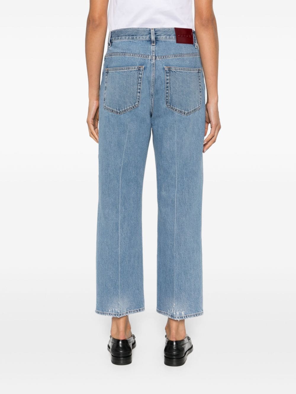 Shop Gucci Low-rise Cropped Jeans In Blue