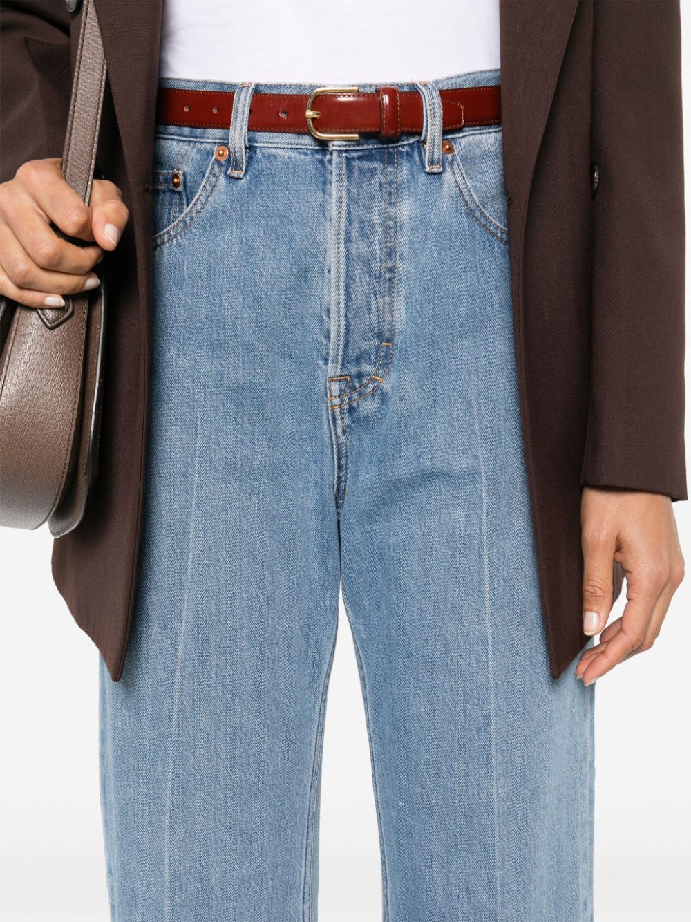 Shop Gucci Low-rise Cropped Jeans In Blue