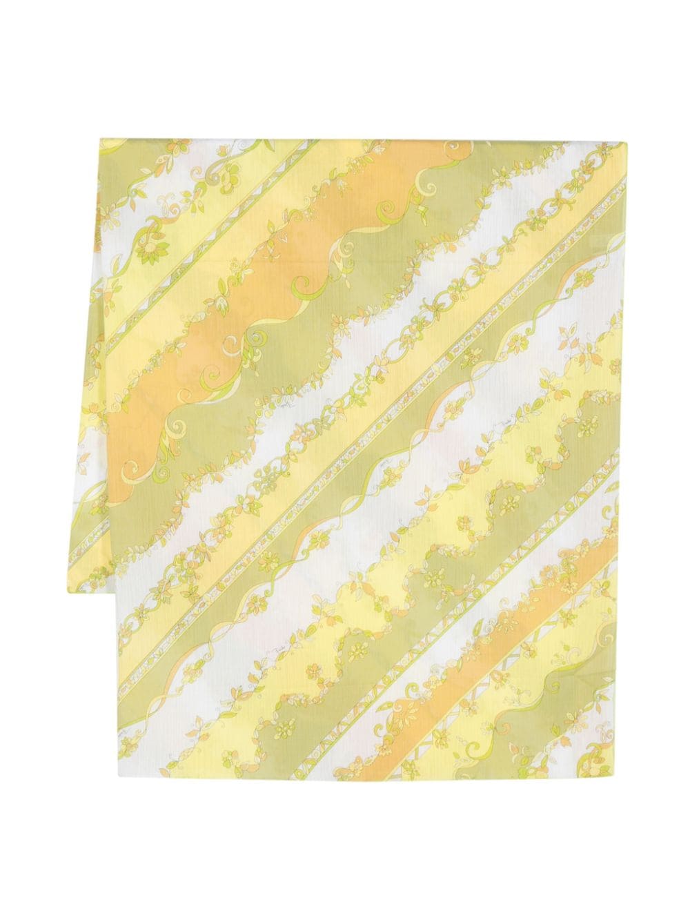 Pre-owned Pucci Floral Striped Cotton Scarf In Yellow