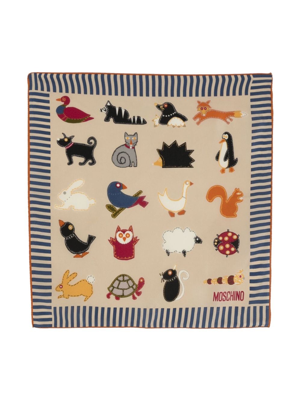 Pre-owned Moschino Animals-print Silk Scarf In Neutrals