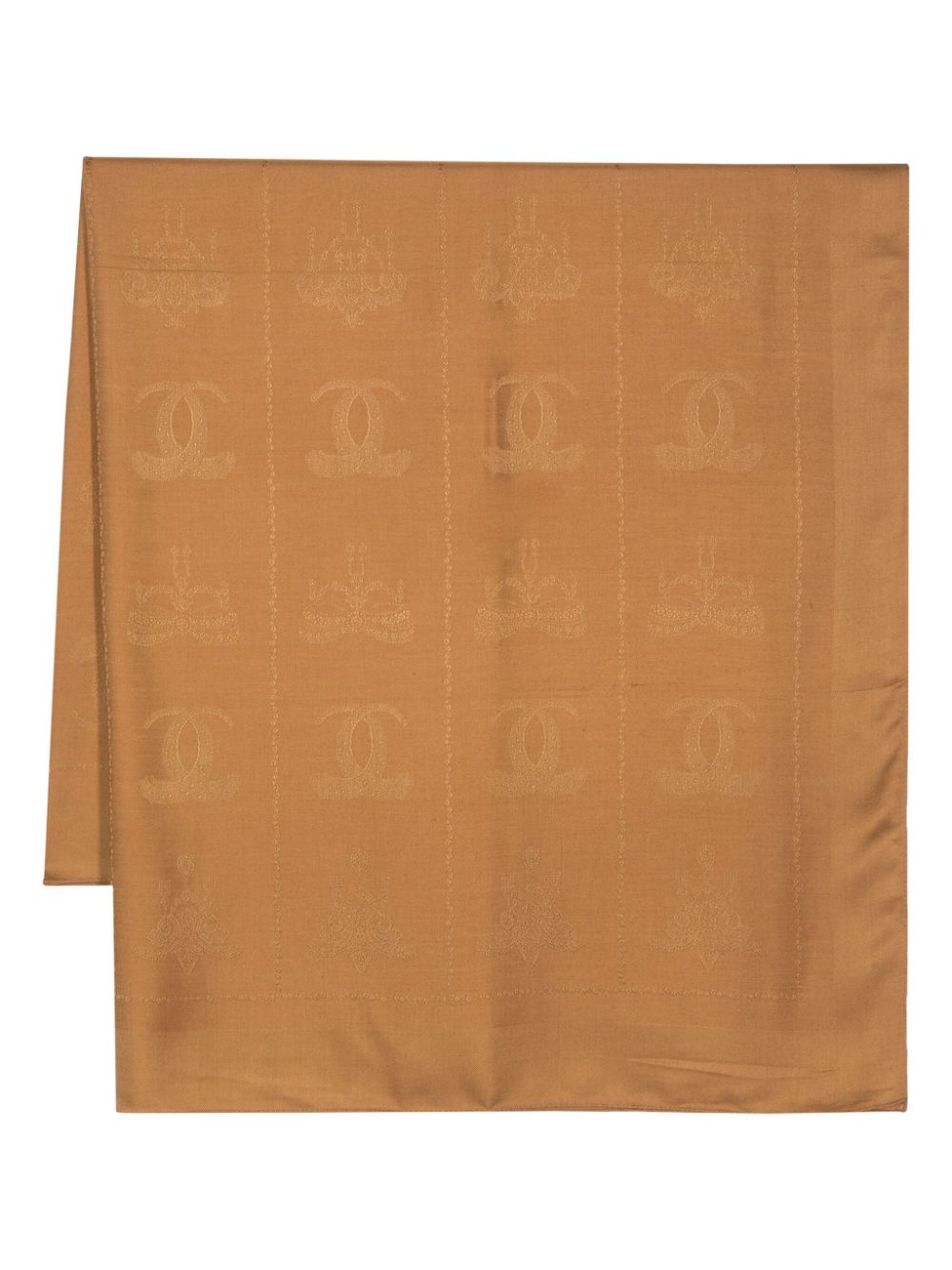 Pre-owned Cartier Monogram-pattern Silk Scarf In Brown