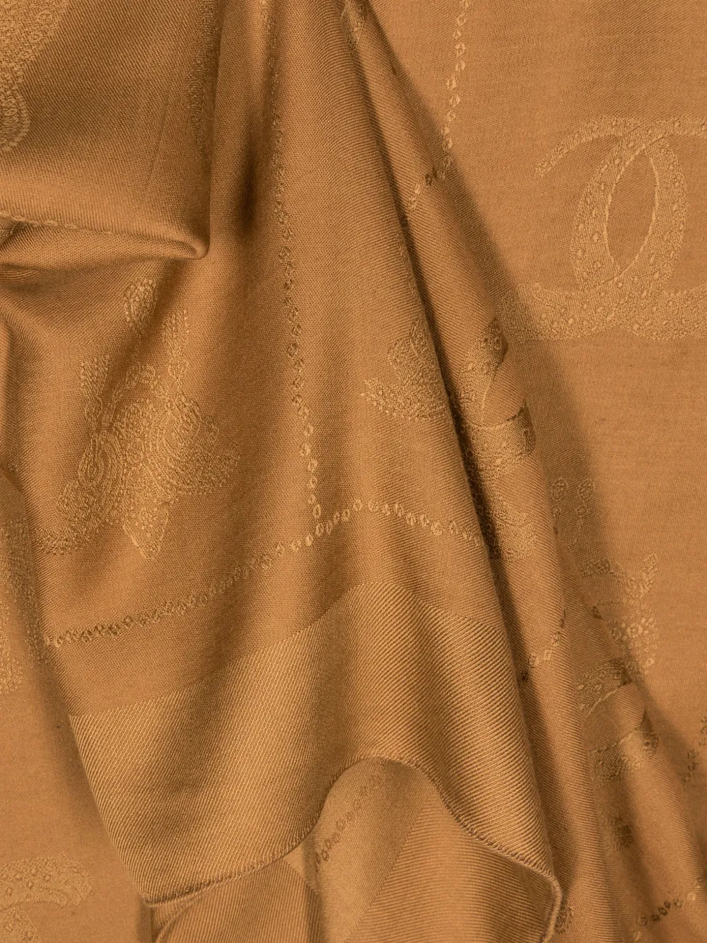Pre-owned Cartier Monogram-pattern Silk Scarf In Brown