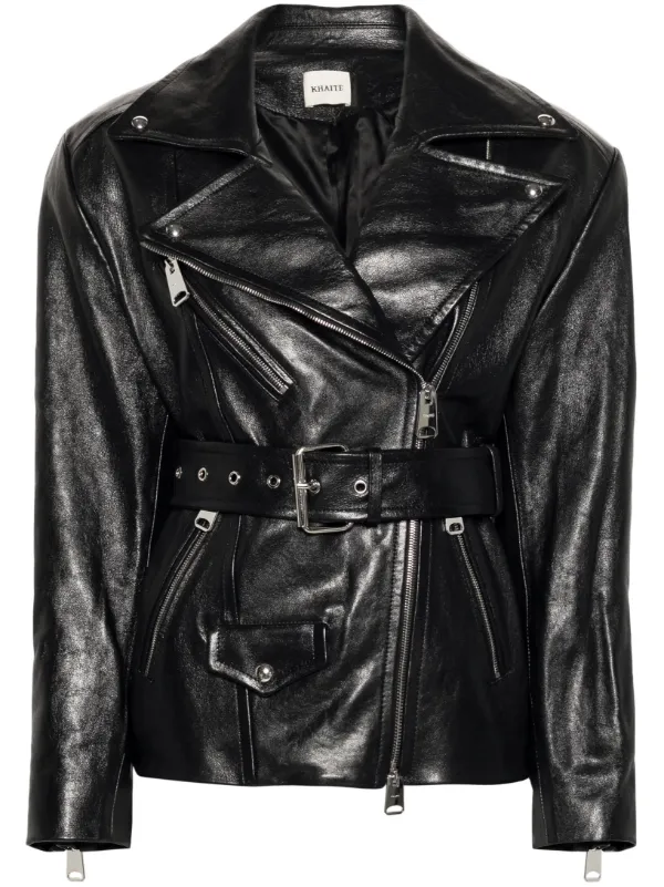 ジャケット KHAITE Women Jackets 61454115W4115 200 black Cordelia Jacket in Black Leather – KHAITE