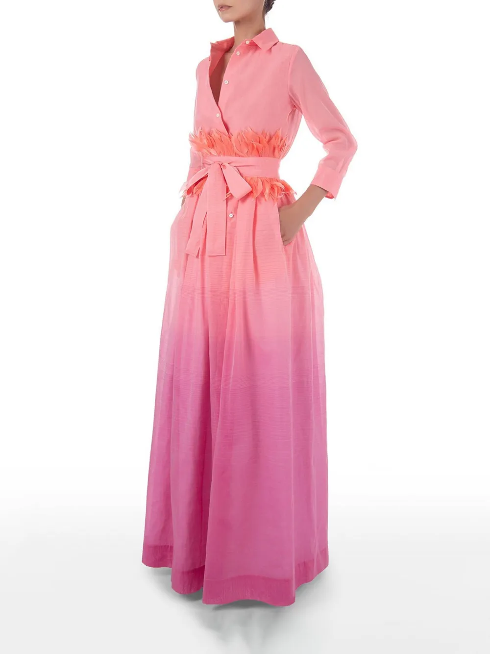 Sara Roka Edna Ombré-effect Maxi Dress In Pink