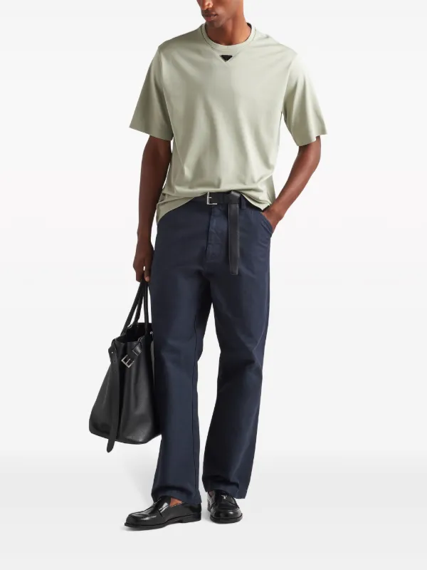 Prada logo-plaque Cotton T-shirt | Neutrals | FARFETCH