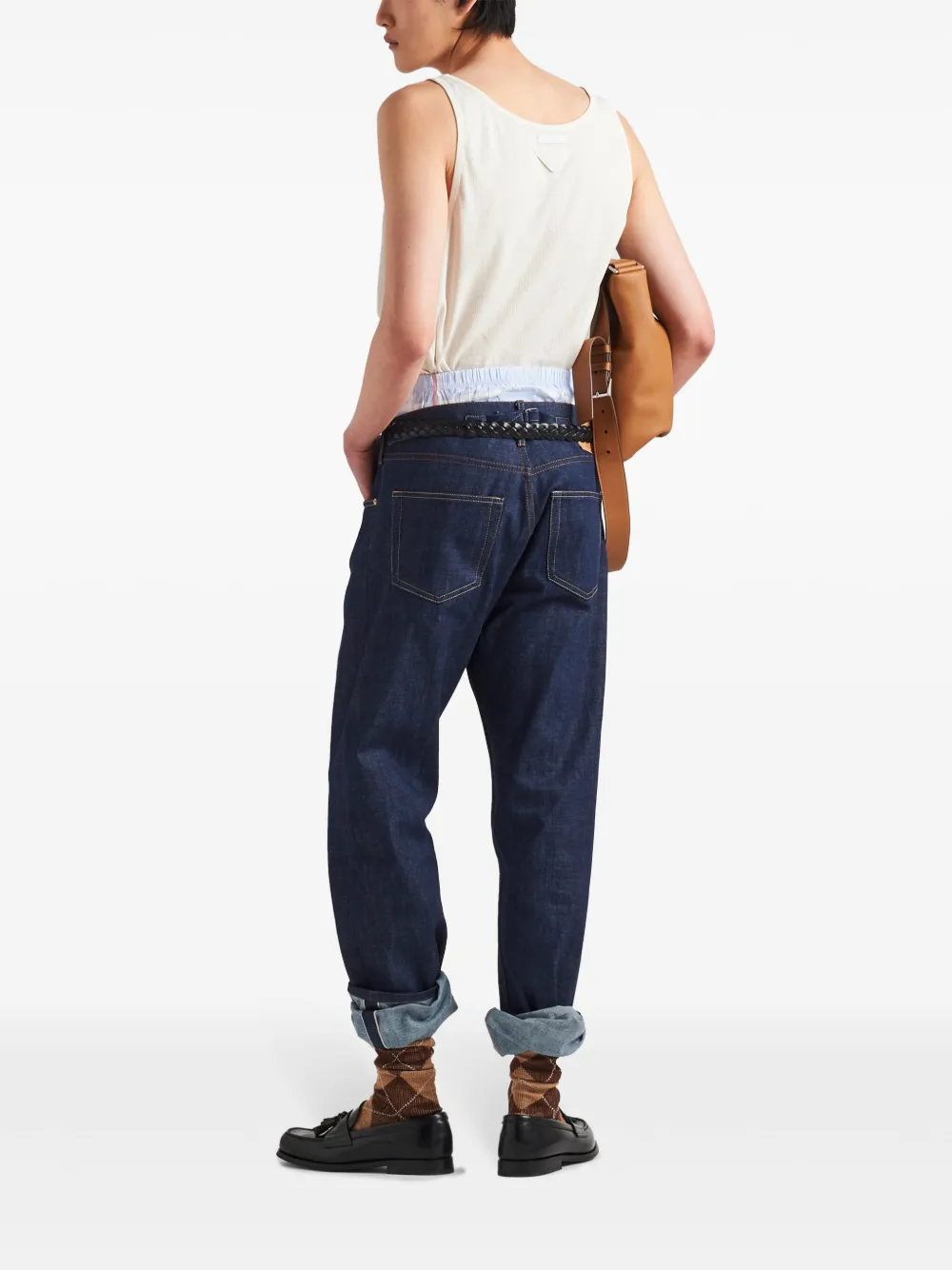 Prada Linen And Cotton Tank Top Neutrals FARFETCH