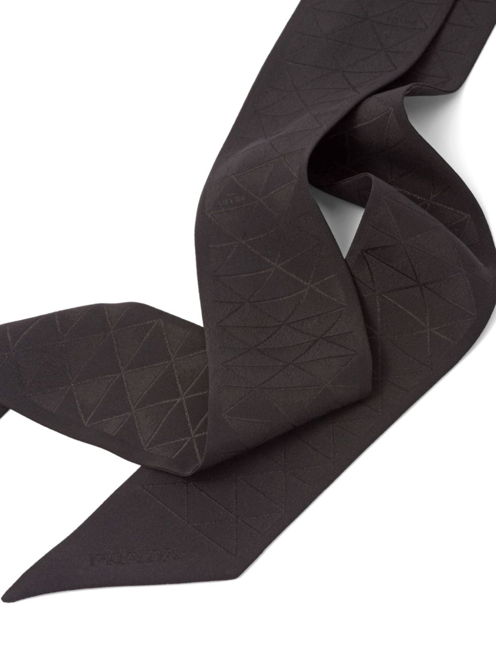 Shop Prada Triangle-jacquard Crepe De Chine Tie In Black