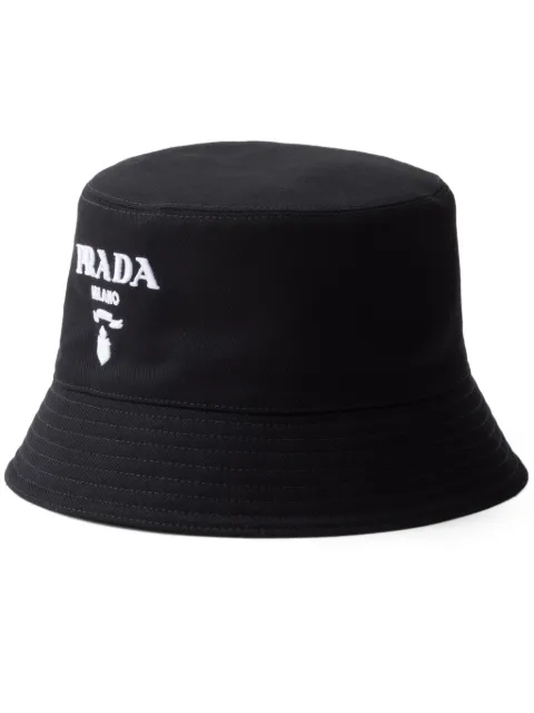 Prada logo-embroidered drill bucket hat