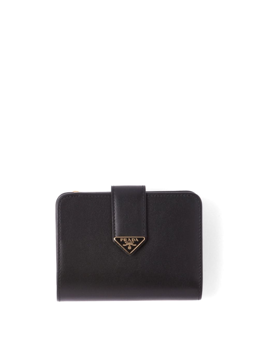 Prada Triangle-logo Leather Bi-fold Wallet In Black