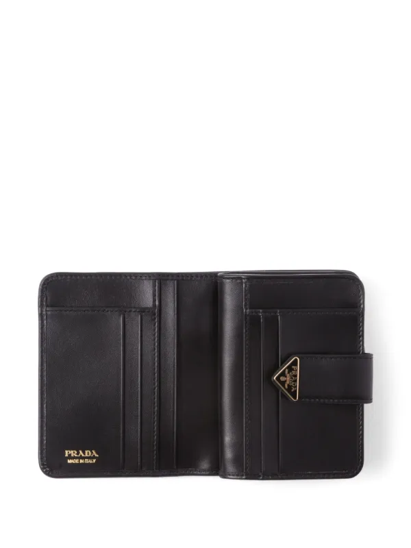 Prada triangle-logo Leather bi-fold Wallet | Black | FARFETCH