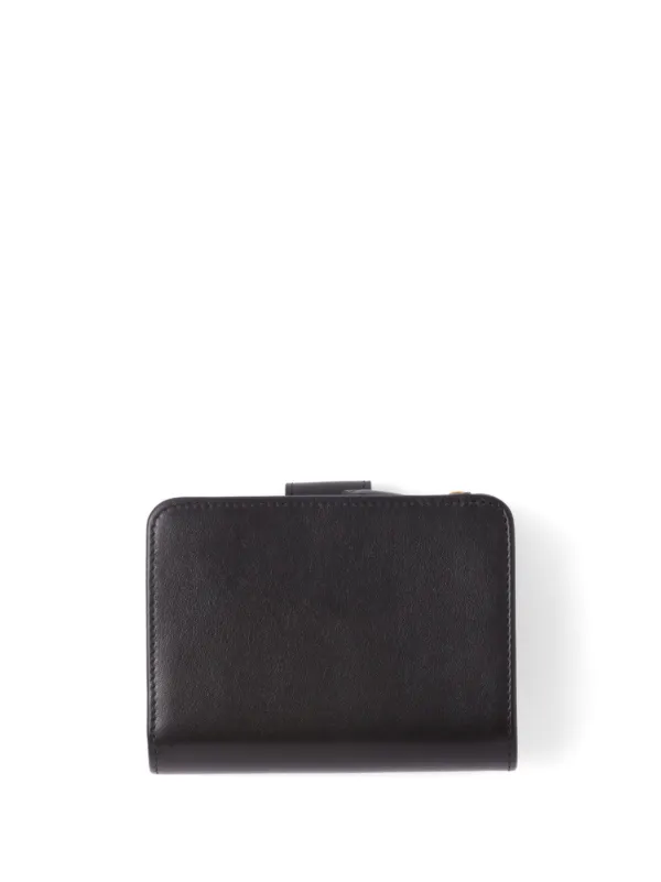 Prada triangle-logo Leather bi-fold Wallet | Black | FARFETCH